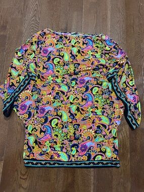 Trunk Turk Swim Coverup Vibrant Multicolor Paisley Boatneck